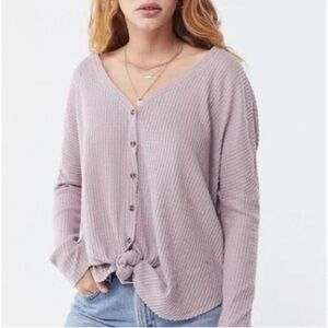 Urban Outfitters Out From Under Purple Jojo Button Down Thermal Long Sleeve Top